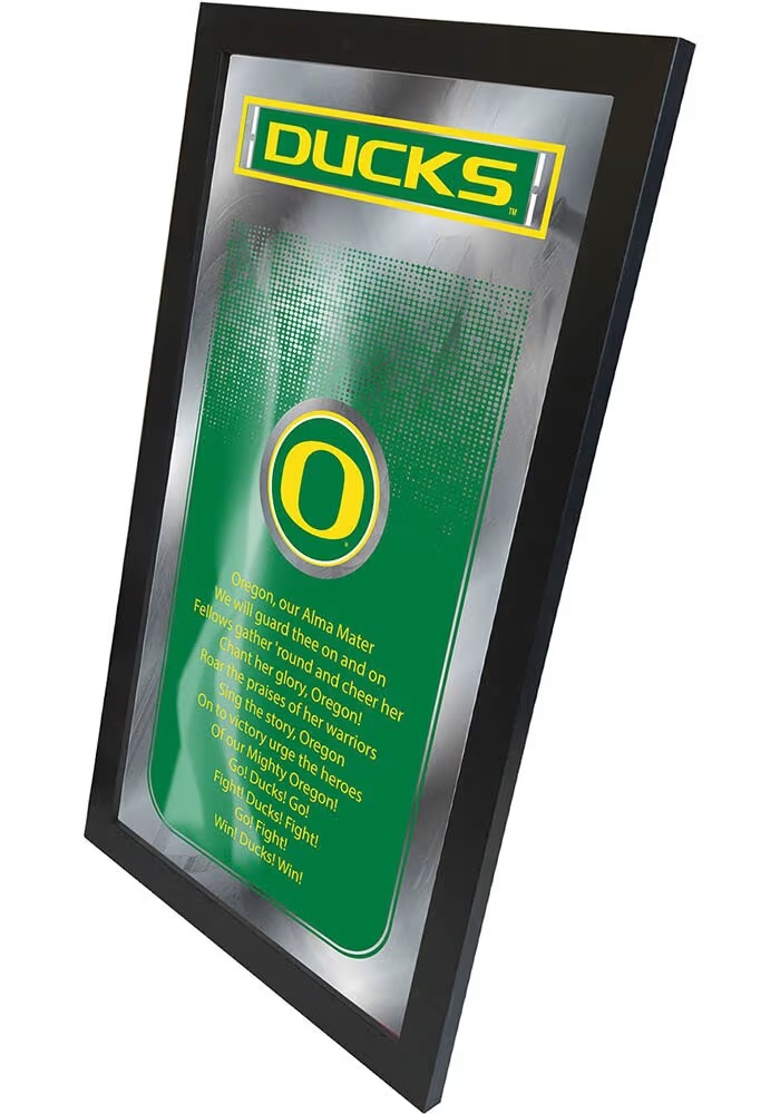 Black Oregon Ducks Fight Song Hanging Back Bar Mirror
