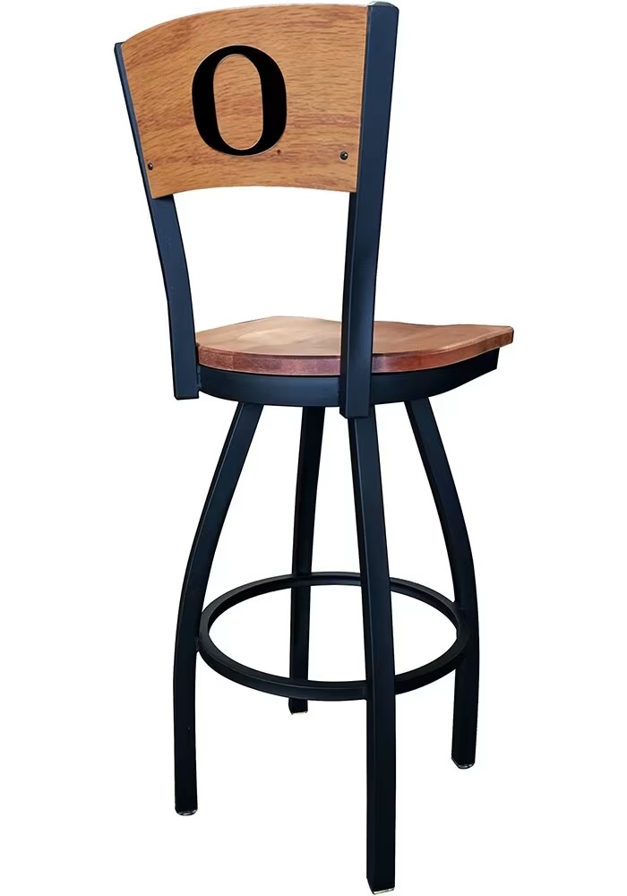 Brown Oregon Ducks Wood Seat Maple Back Swivel Pub Stool 2 Brown Oregon Ducks Wood Seat Maple Back Swivel Pub Stool