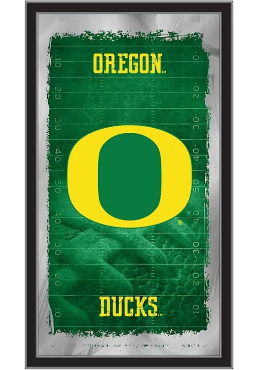 Black Oregon Ducks Football Hanging Back Bar Mirror