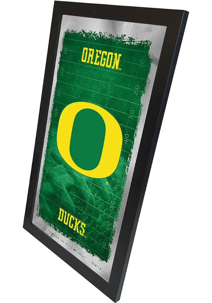 Black Oregon Ducks Football Hanging Back Bar Mirror