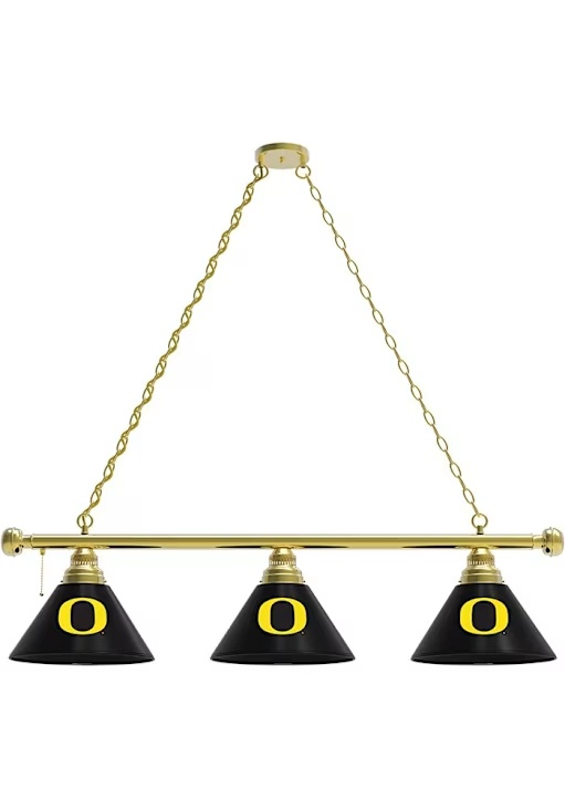 Gold Oregon Ducks 3 Shade Billiard Lamp