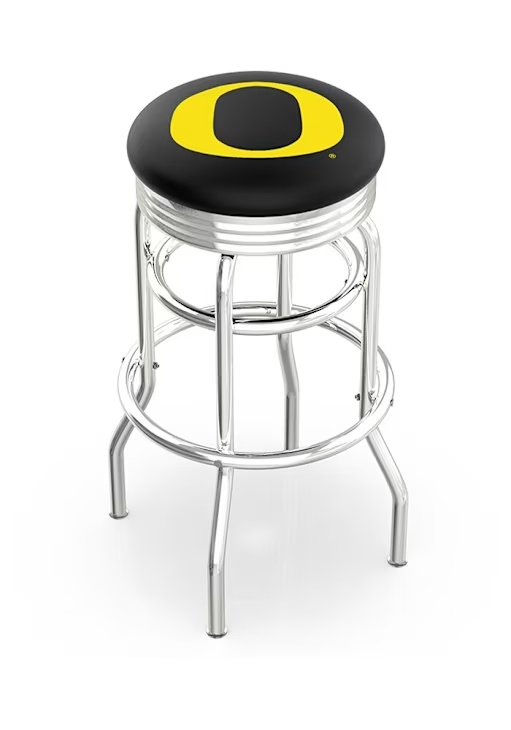 Silver Oregon Ducks Double-Ring Swivel Chrome Pub Stool
