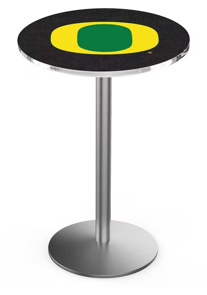 Silver Oregon Ducks Stainless Round Base Pub Table