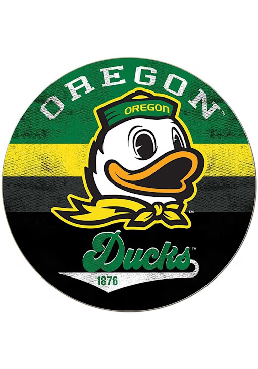 Green Oregon Ducks 20x20 Retro Multi Color Circle Sign