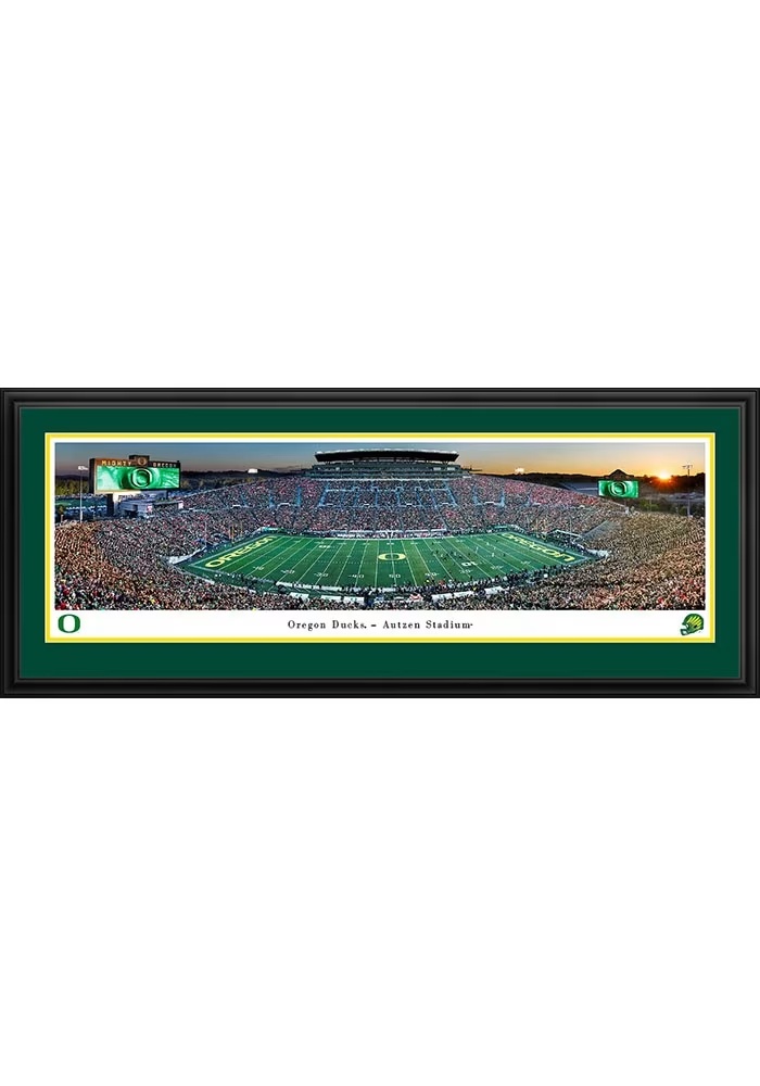 Green Oregon Ducks Sunset Deluxe Framed Posters