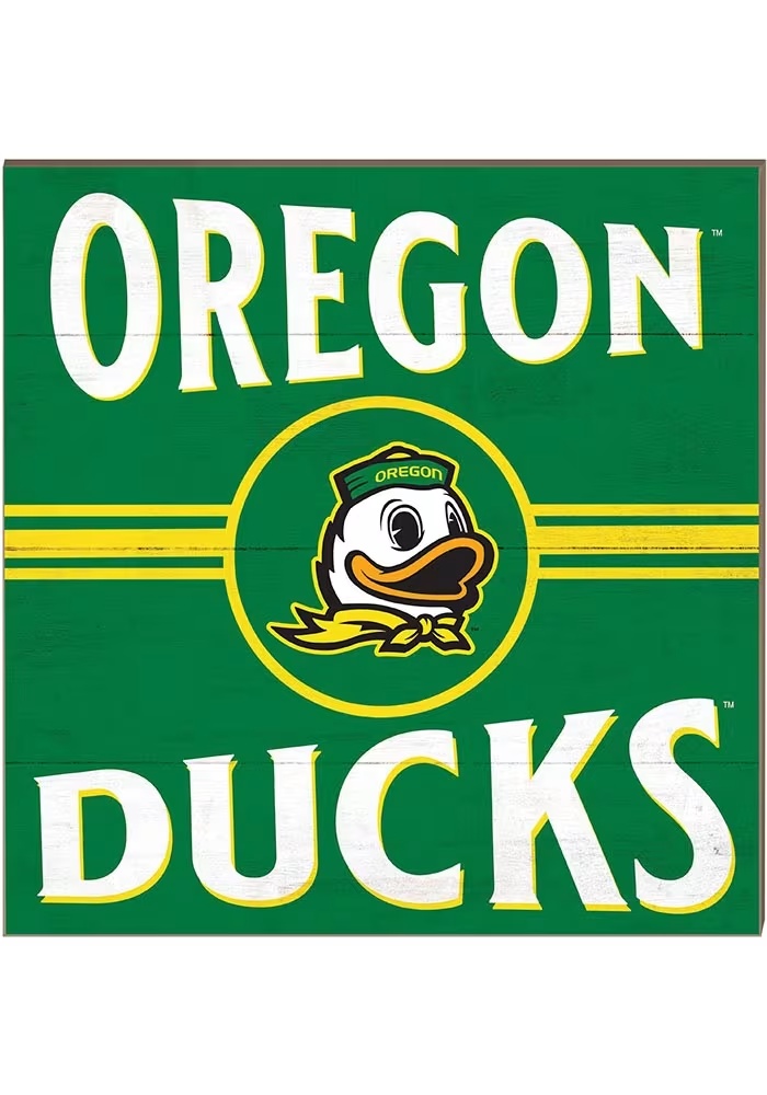 Green Oregon Ducks 10x10 Retro Sign
