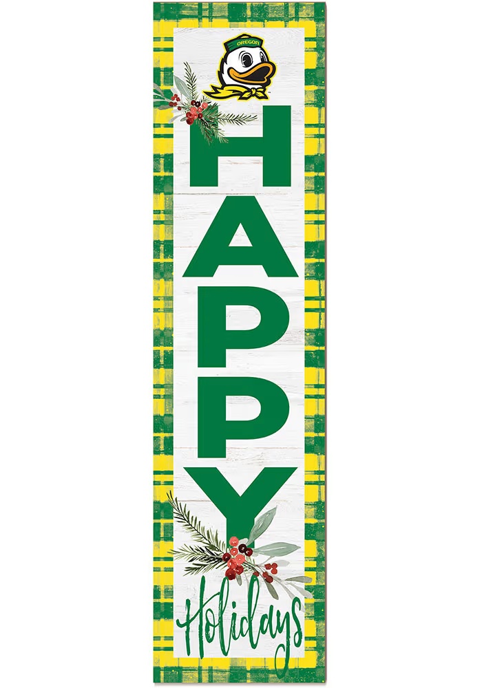 Green Oregon Ducks 11x46 Merry Christmas Leaning Sign
