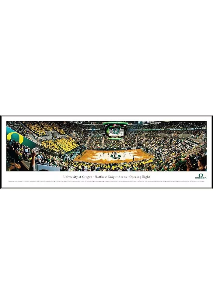 Green Oregon Ducks Basketball 2 Panorama Framed Posters