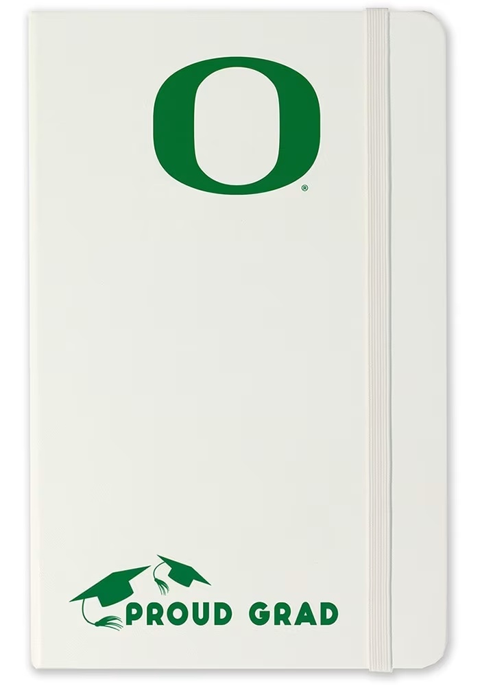 White Oregon Ducks Proud Grad team logo Notebook and Folder