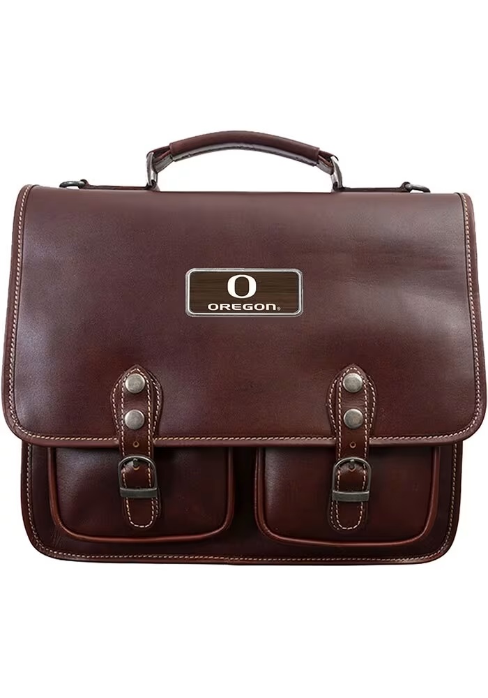 Oregon Ducks Canyon Outback Leather Sabino Briefcase Tote Bag - Brown