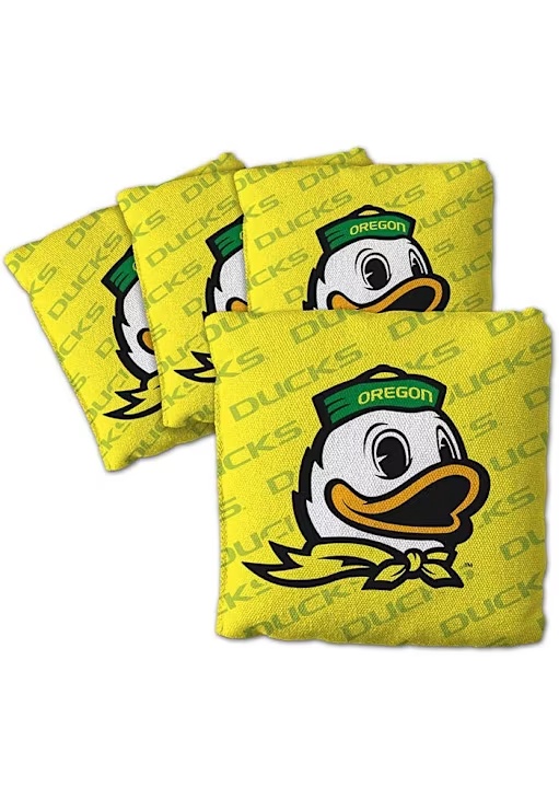Green Oregon Ducks 4 pack Design Corn Hole Bags