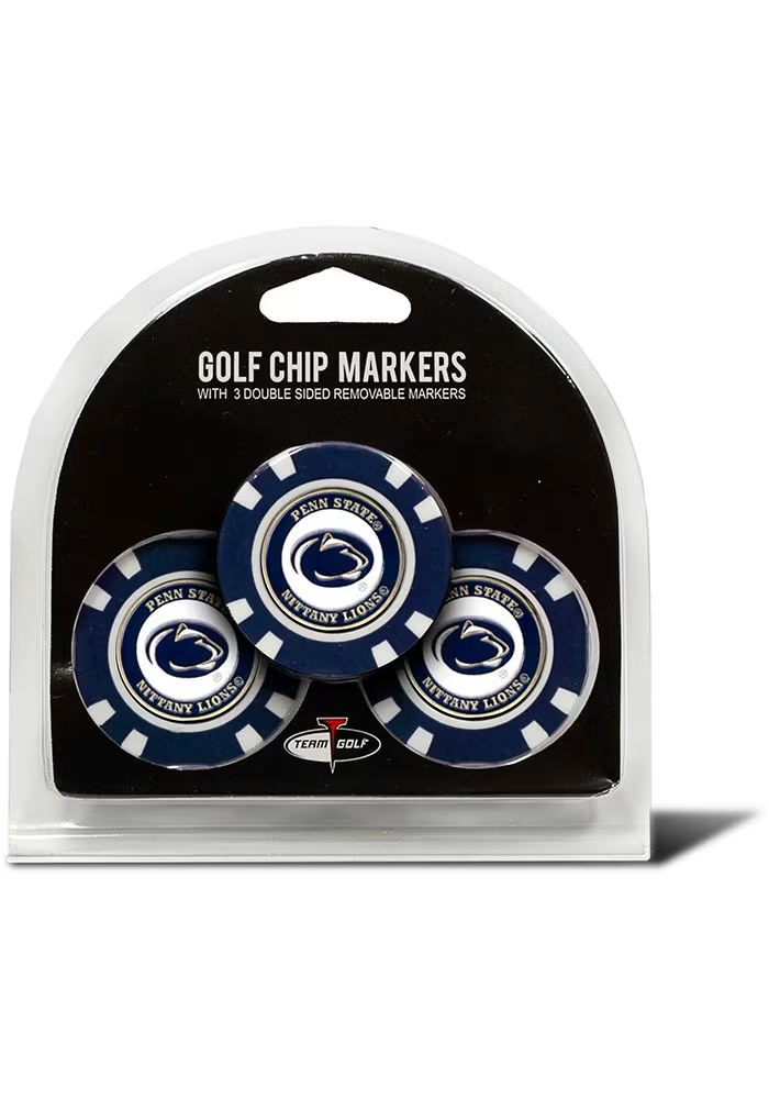 Navy Blue Penn State Nittany Lions 3 Pack Poker Chip Golf Ball Marker
