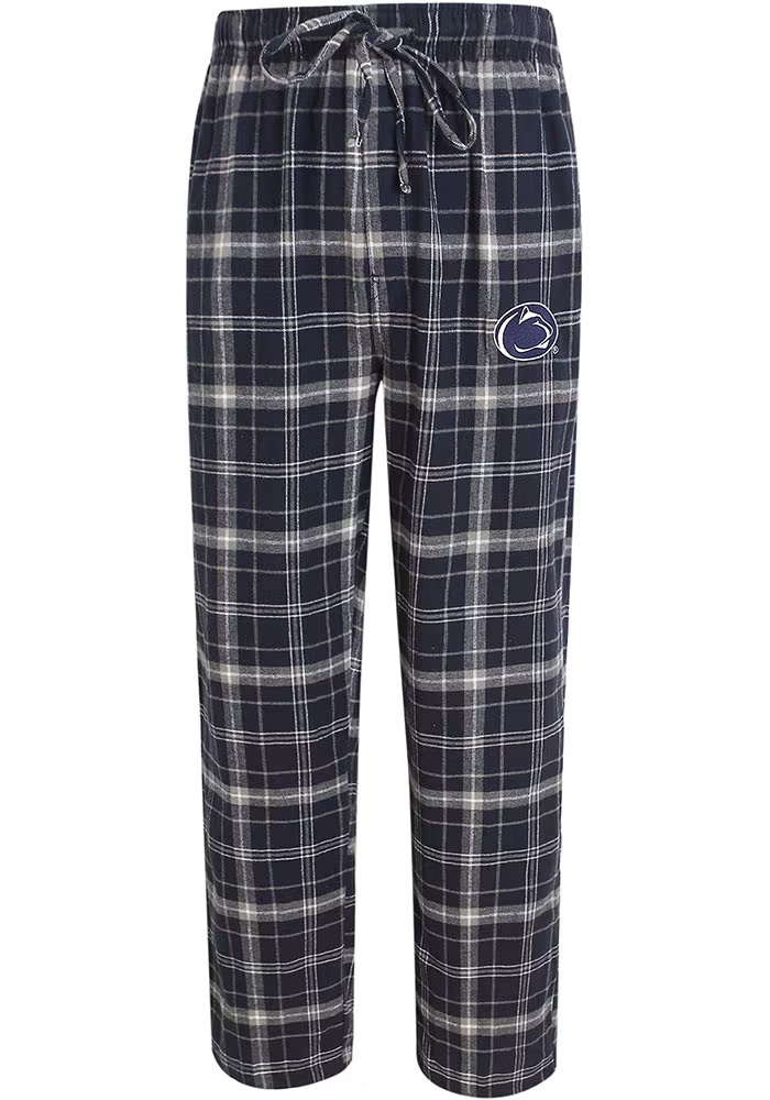 Mens Penn State Nittany Lions Navy Blue Concepts Sport Plaid Flannel Flannel Loungewear Sleep Pant..