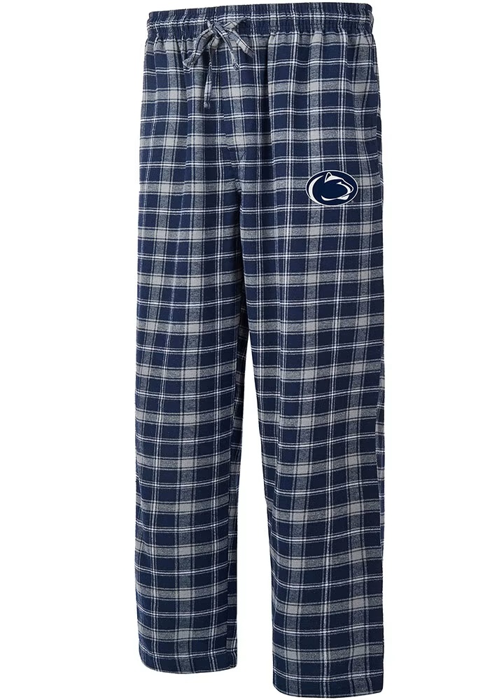 Mens Penn State Nittany Lions Navy Blue Concepts Sport Ledger Plaid Style Loungewear Sleep Pants