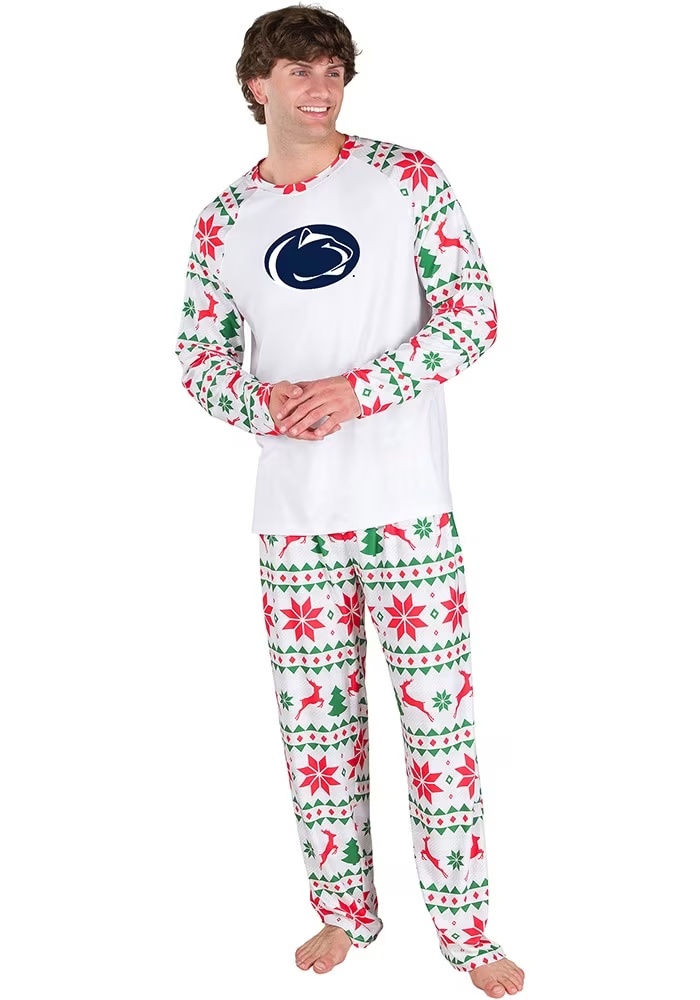Mens Penn State Nittany Lions White Concepts Sport Holiday Tidings Loungewear Sleep Pants