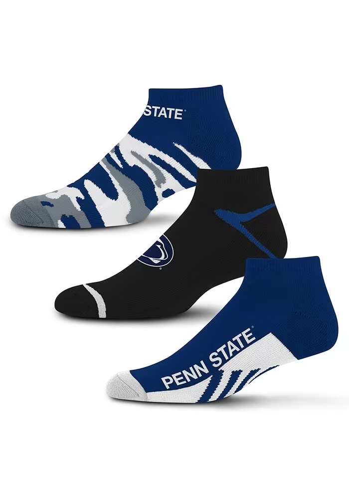 Camo Boom 3 Pack Penn State Nittany Lions Mens No Show Socks - Navy Blue