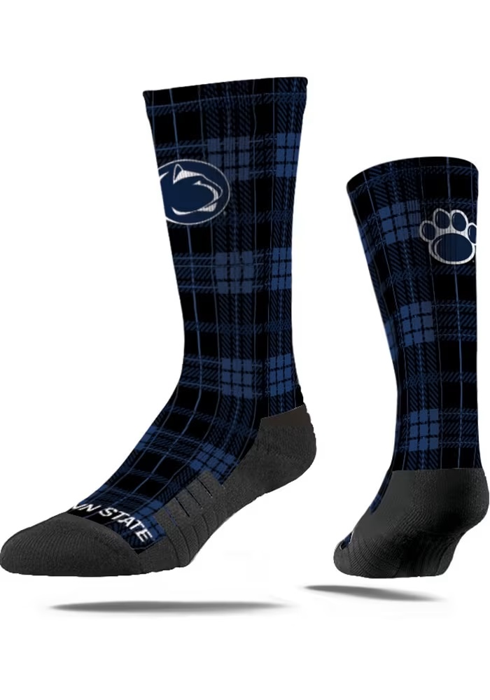 Penn State Nittany Lions Strideline Collegiate Plaid Mens Dress Socks - Navy Blue