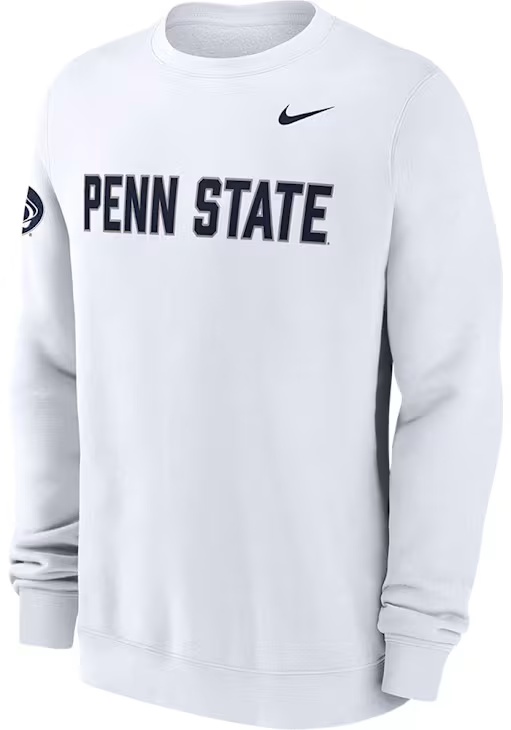 Mens Penn State Nittany Lions White Nike Club Fleece Crew Sweatshirt