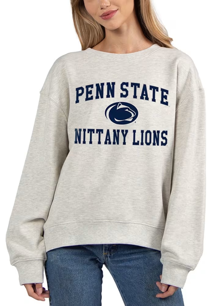 Womens Ash Penn State Nittany Lions Old School Crew Sweatshirt