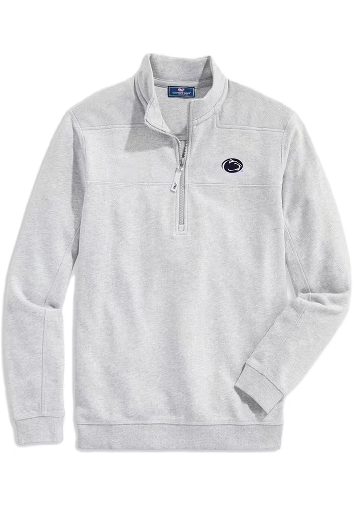 Mens Penn State Nittany Lions Grey Vineyard Vines Shep Shirt Qtr Zip Pullover