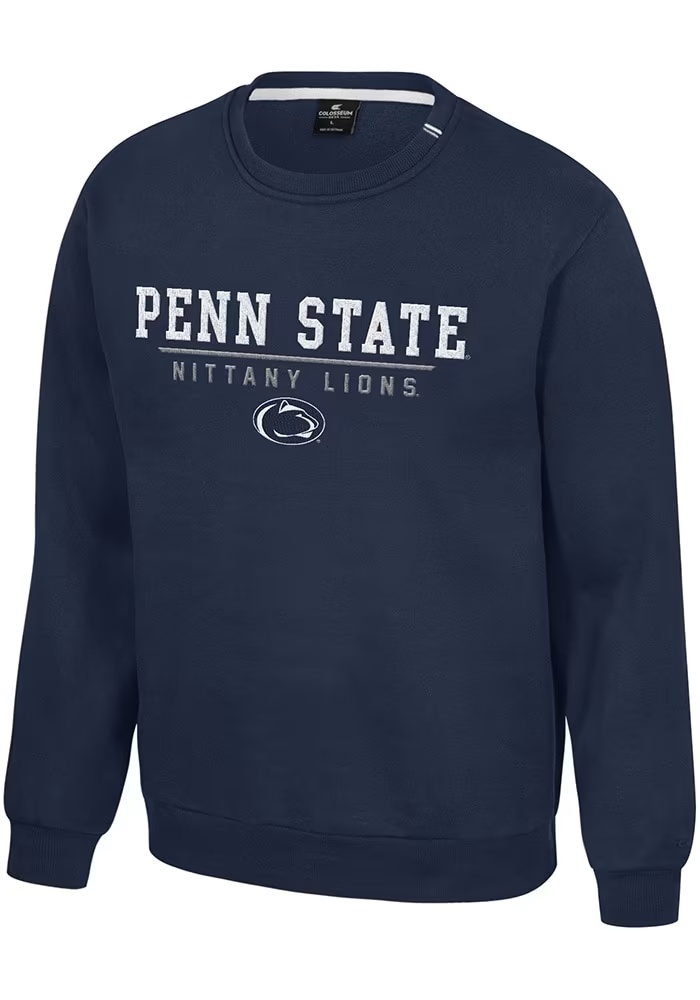 Mens Penn State Nittany Lions Navy Blue Colosseum Charlie Crew Sweatshirt