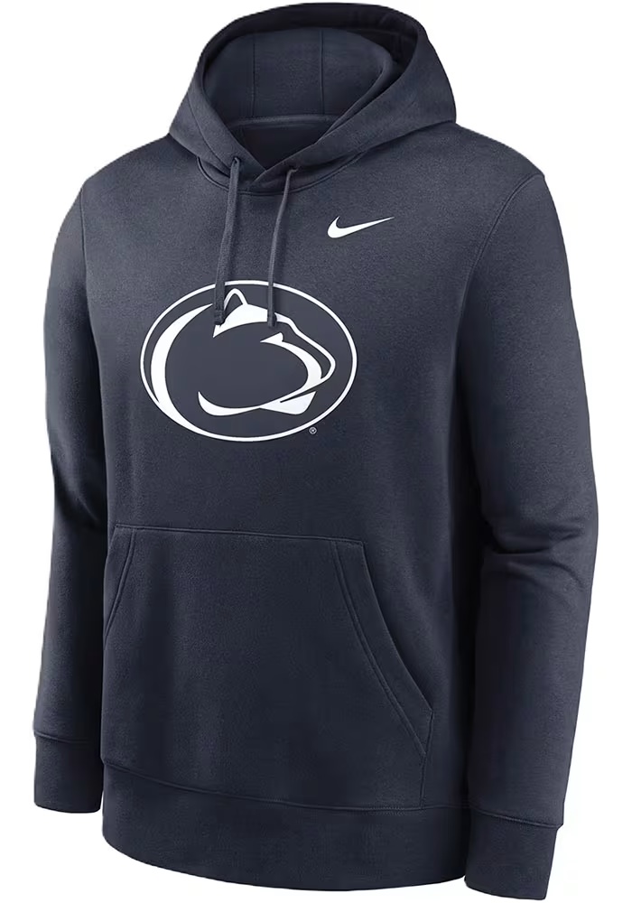 Mens Penn State Nittany Lions Navy Blue Nike Club Fleece Premium Hooded Sweatshirt
