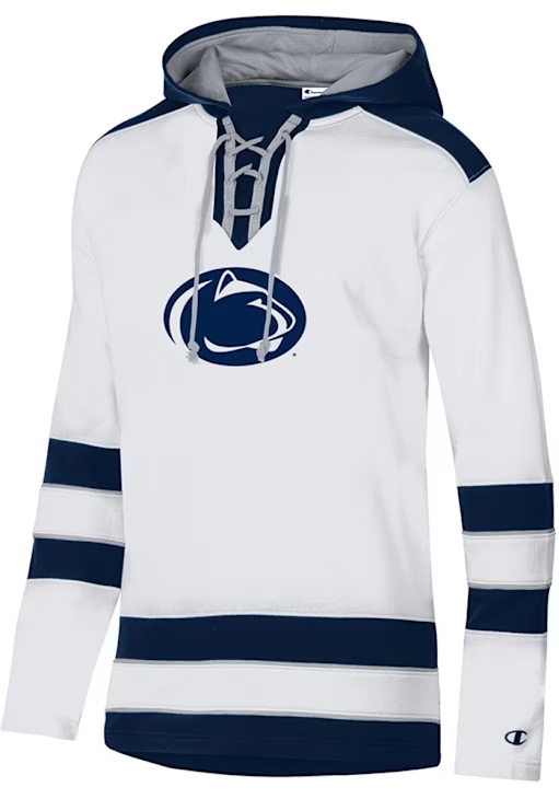 Mens Penn State Nittany Lions White Champion Superfan Hockey Hooded Sweatshirt