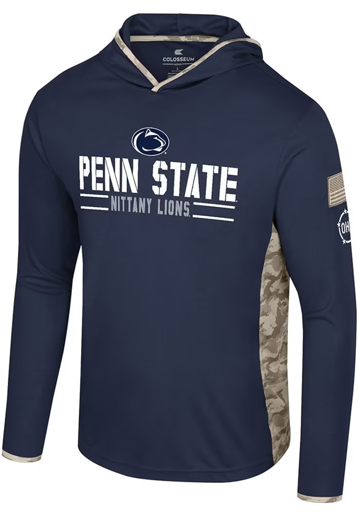 Mens Penn State Nittany Lions Navy Blue Colosseum OHT Company Long Sleeve Hoodie