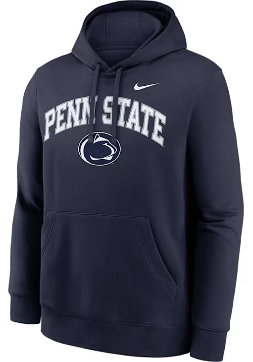 Mens Penn State Nittany Lions Navy Blue Nike Club Fleece Hooded Sweatshirt