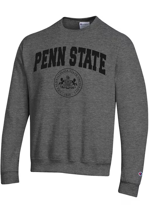 Mens Penn State Nittany Lions Charcoal Champion Tonal Seal Crew Sweatshirt