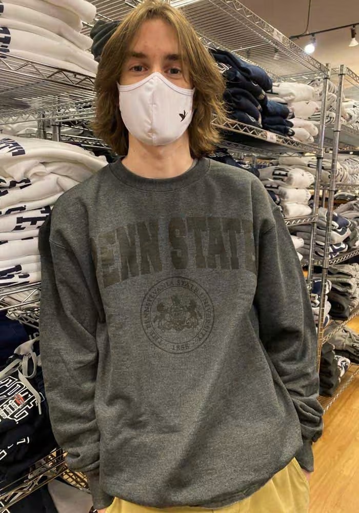 Mens Penn State Nittany Lions Charcoal Champion Tonal Seal Crew Sweatshirt