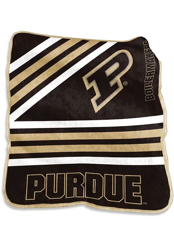 Purdue Boilermakers Black Logo Brands Logo Raschel Throw Blanket