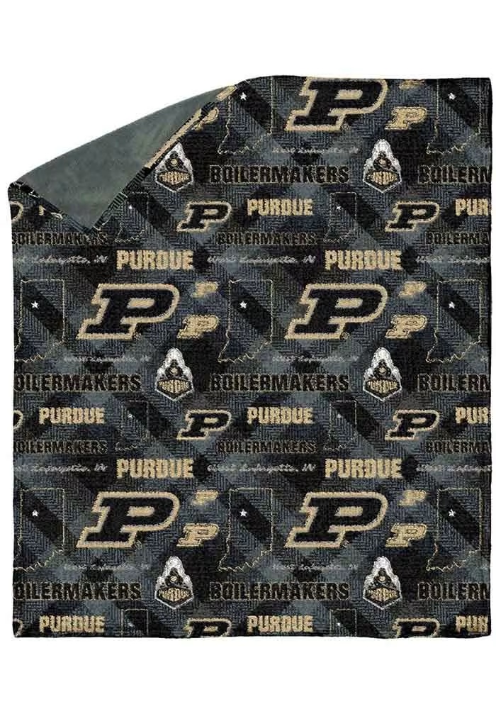 Gold Purdue Boilermakers 60X70 Chenille W/ Shp Rev Sherpa Fleece Blanket