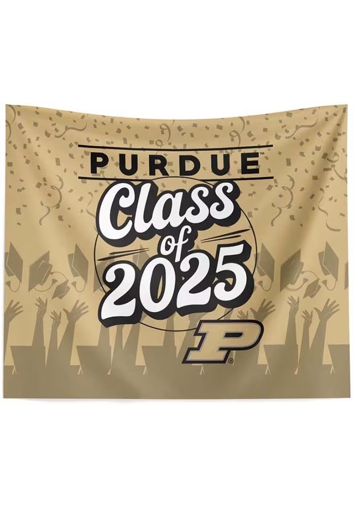 Gold Purdue Boilermakers Class of 2025 34xx40 Tapestry Blanket