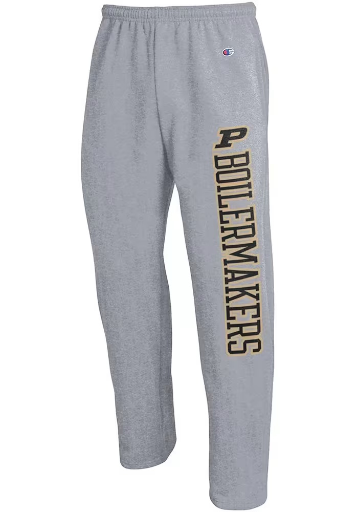 Mens Purdue Boilermakers Grey Champion Powerblend Open Bottom Sweatpants