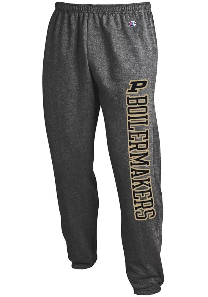 Mens Purdue Boilermakers Charcoal Champion Powerblend Closed Bottom Sweatpants