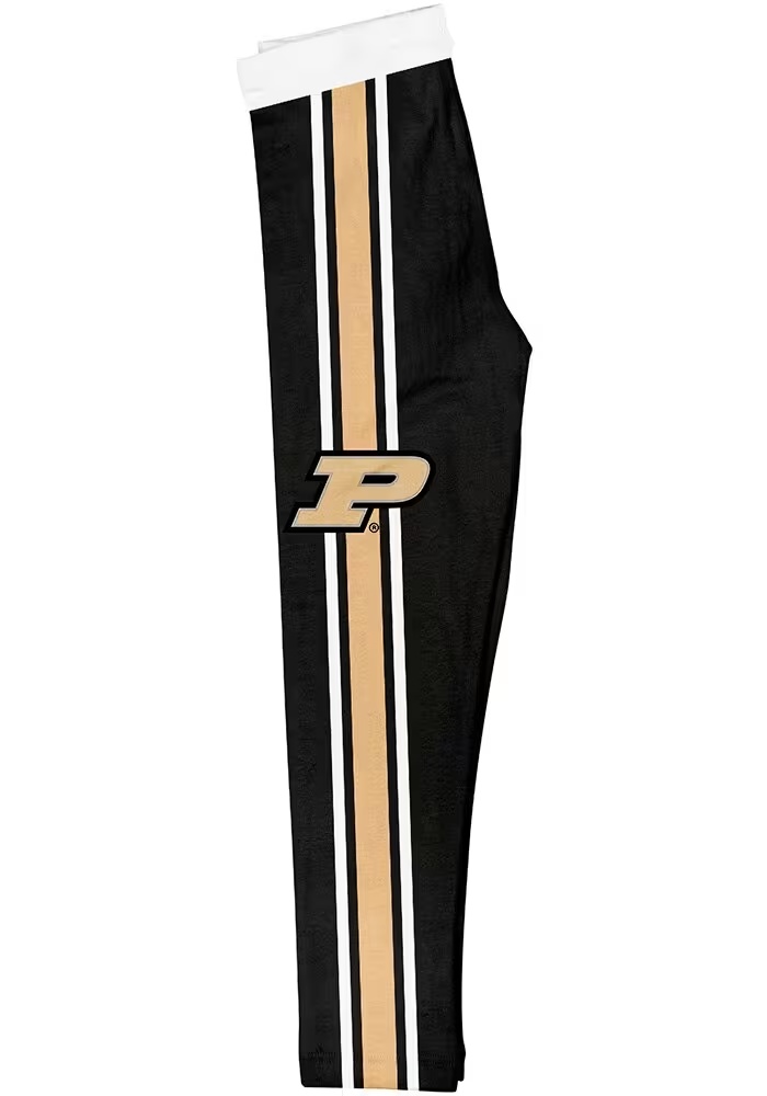 Girls Purdue Boilermakers Black Vive La Fete Stripe Design Leggings