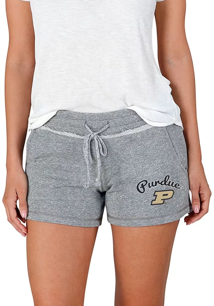 Womens Purdue Boilermakers Grey Concepts Sport Mainstream Terry Shorts