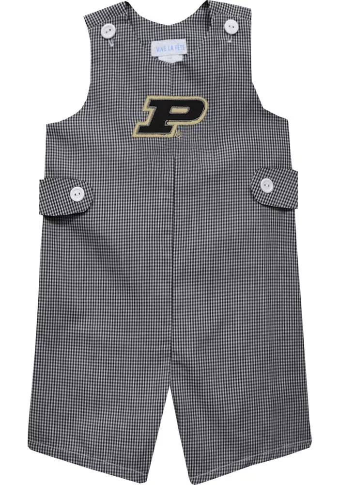 Baby Purdue Boilermakers Black Vive La Fete Gingham Overalls