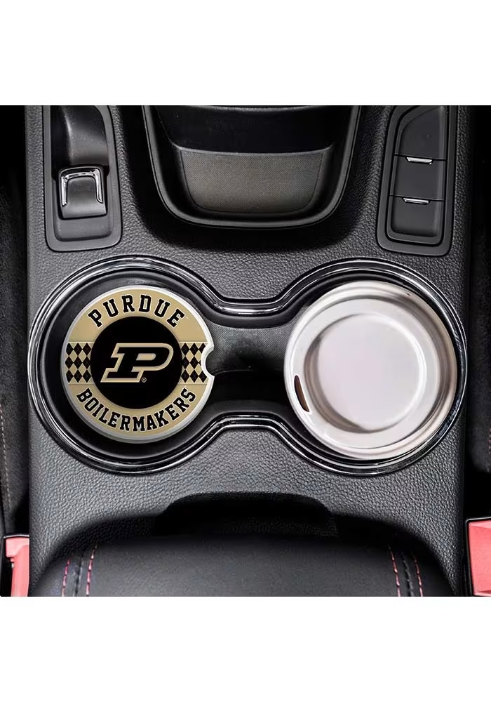Black Purdue Boilermakers Argyle Car Coaster