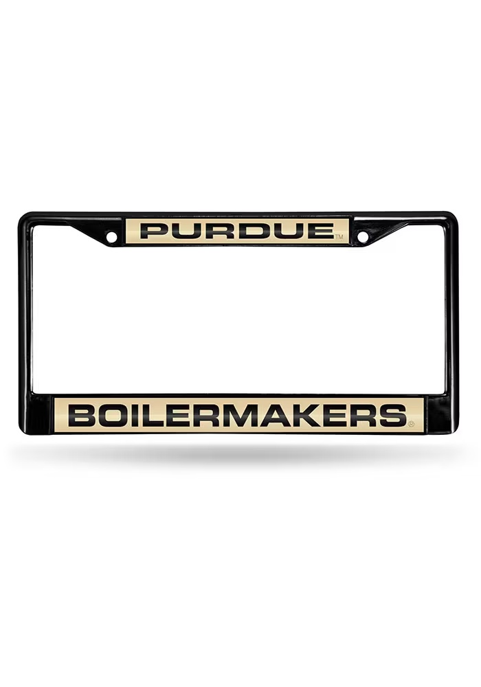 Black Purdue Boilermakers Black Laser Chrome License Plate Frame