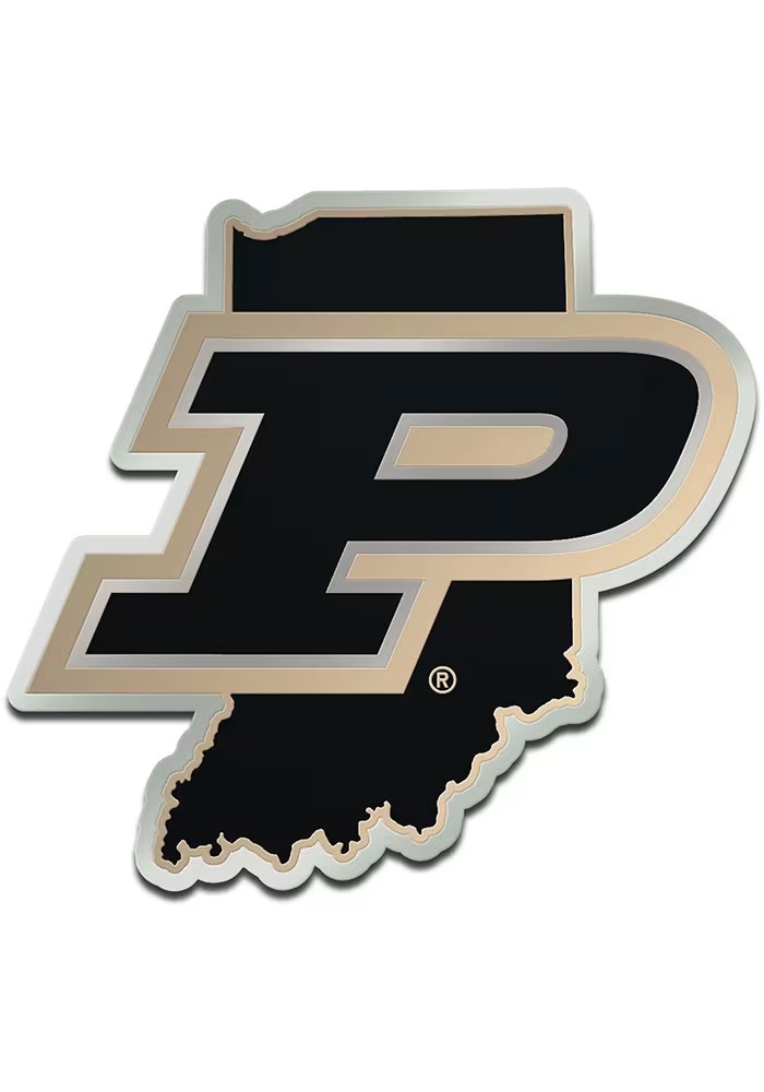 Purdue Boilermakers Black  State Shape Car Emblem