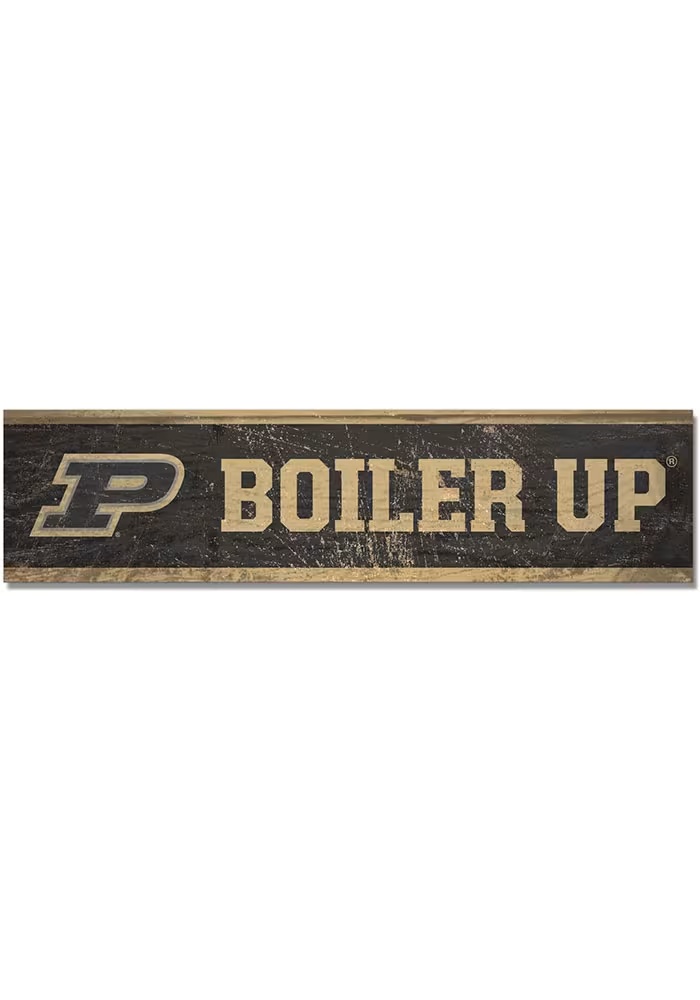 Black  Purdue Boilermakers 1.5x6 Wood Magnet