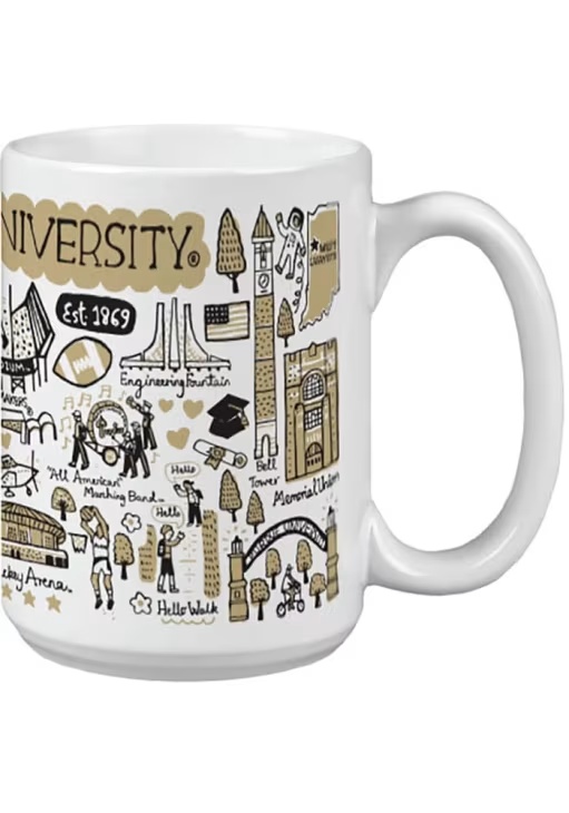 Gold Purdue Boilermakers 15oz Julia Gash Ceramic Mug