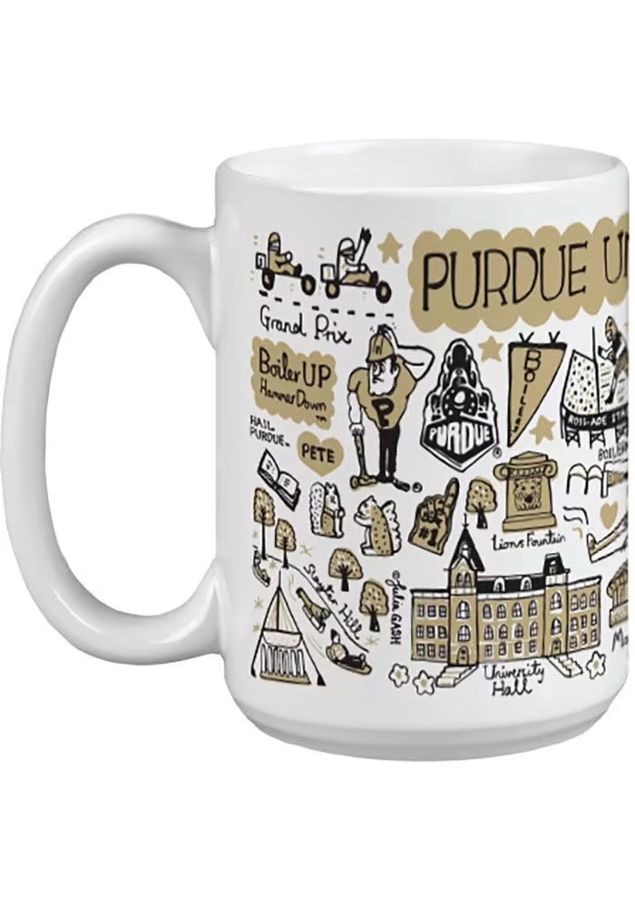 Gold Purdue Boilermakers 15oz Julia Gash Ceramic Mug 2 Gold Purdue Boilermakers 15oz Julia Gash Ceramic Mug
