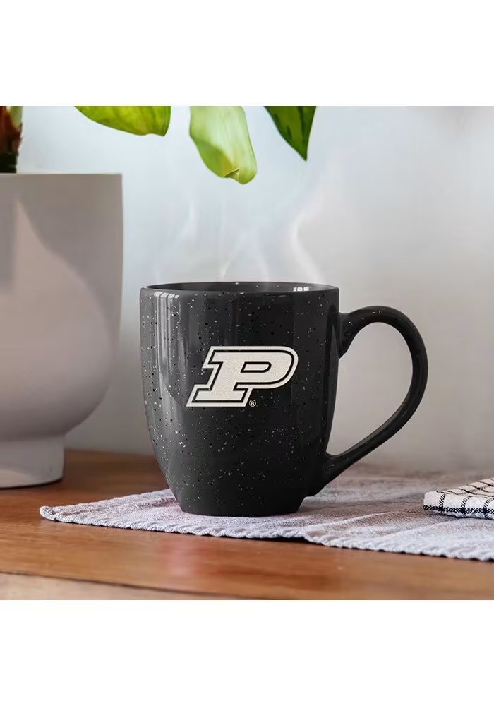 Black Purdue Boilermakers 16oz Team Logo Speckled Ceramic Mug