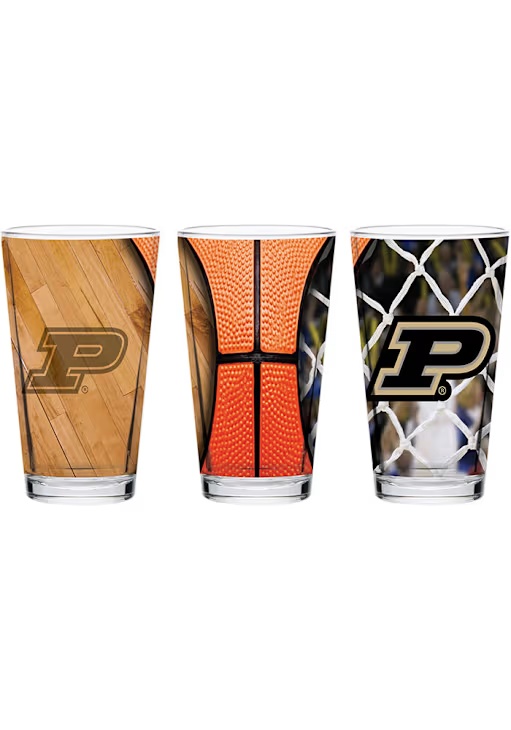 Black Purdue Boilermakers 16oz Basketball Pint Glass