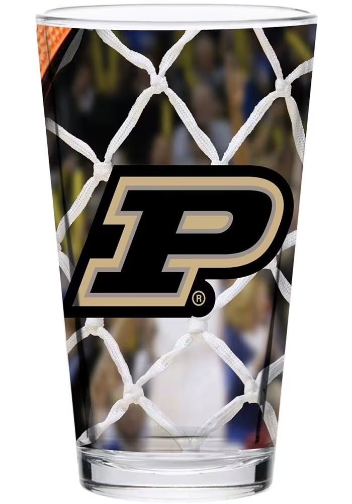 Black Purdue Boilermakers 16oz Basketball Pint Glass