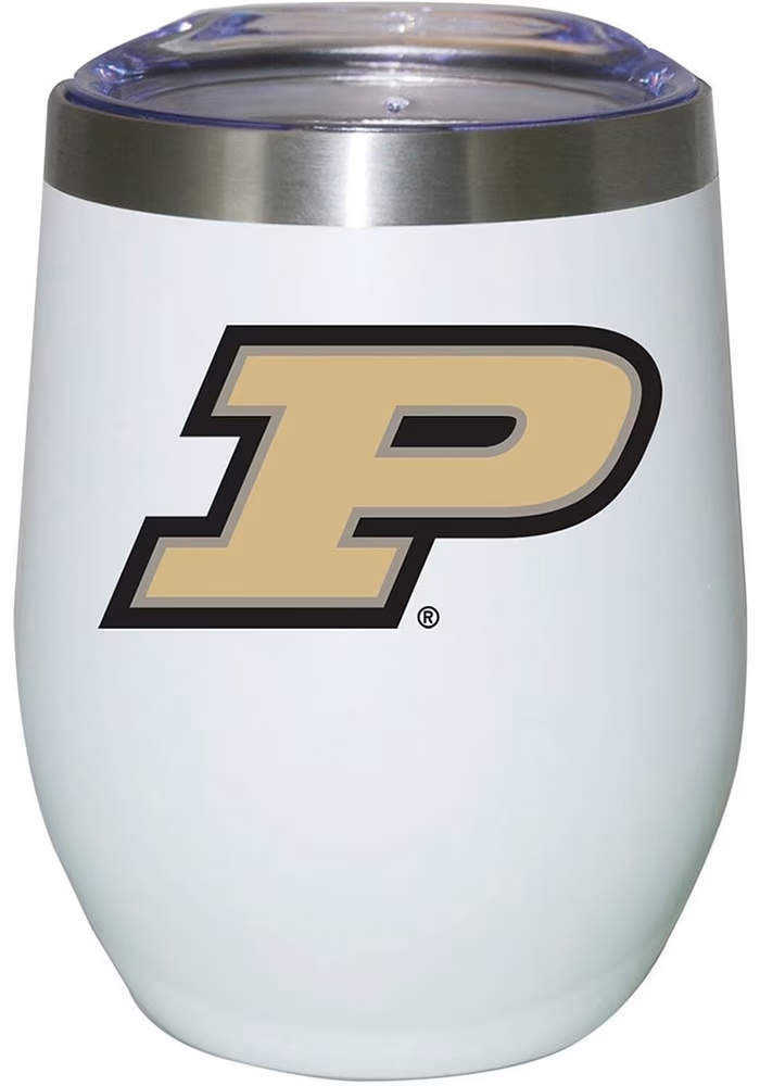 White Purdue Boilermakers 100% Stainless Steel Stainless Steel Stemless
