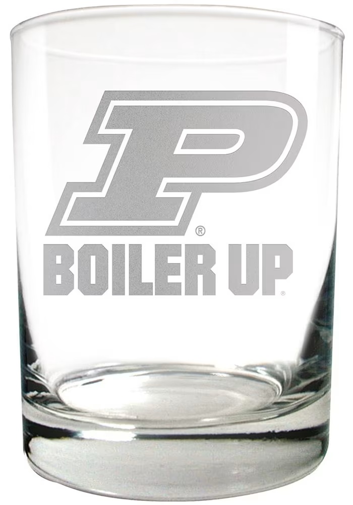 White Purdue Boilermakers 14oz Laser Rock Glass